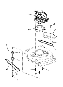 Engine, Blade And Front Cover Diagram and Parts List for 7800247-EMP2265 2008 Briggs and Stratton Lawn Mower